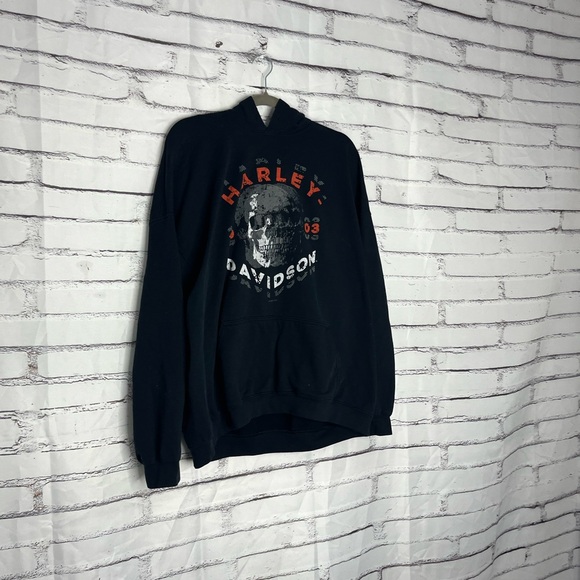 Harley-Davidson Skull Hoodie 2XL Eagle’s Nest Lathrop CA Black Biker Sweatshirt - Picture 4 of 15